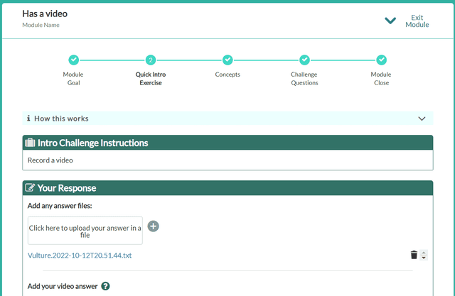 Learning module intro challenge